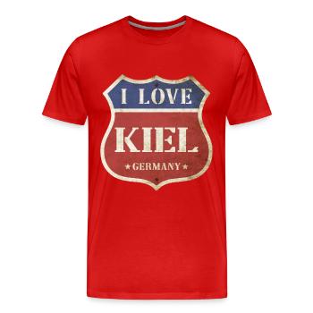 Kiel Deutschland Stadt I Love Vintage Retro - Männer Premium Bio T-Shirt - Rot - Vorne - Damien (186cm)