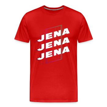 Jena Allemagne City Font Skyline Accueil - T-shirt bio Premium Homme - rouge - Devant - Damien (186cm)