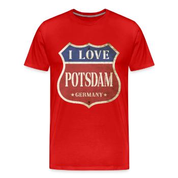 Potsdam Deutschland Stadt I Love Vintage Retro - Männer Premium Bio T-Shirt - Rot - Vorne - Damien (186cm)