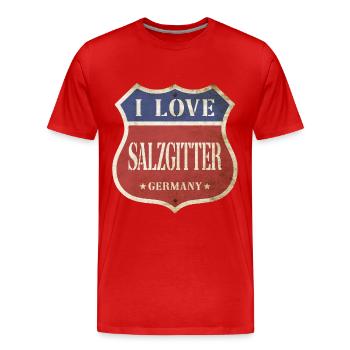 Salzgitter Deutschland Stadt I Love Vintage Retro - Männer Premium Bio T-Shirt - Rot - Vorne - Damien (186cm)