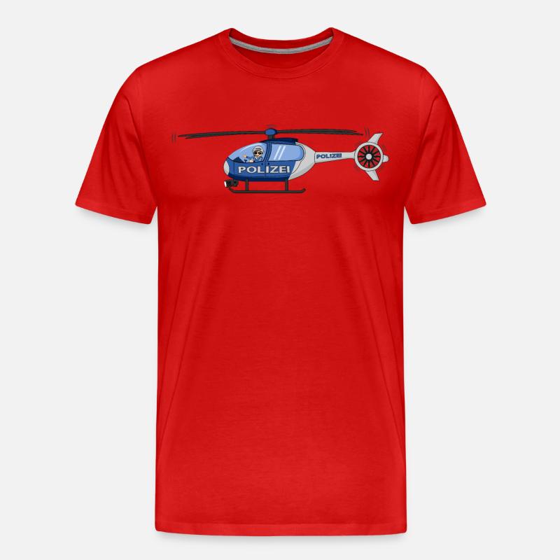 Polizei Hubschrauber Pilot - Männer Premium Bio T-Shirt - Rot