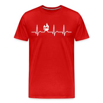 ECG curve - heart curve - pulse - grilling - fire basket - Men's Premium Organic T-Shirt - red - Front - Damien (186cm)