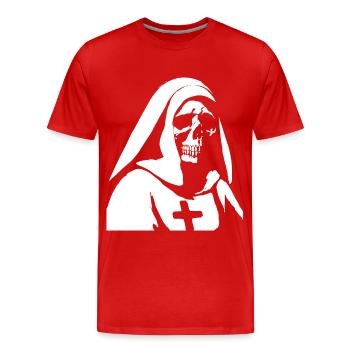 Mystifying et Audacieuse Horreur Nonne, Satanique et Occu - T-shirt bio Premium Homme - rouge - Devant - Damien (186cm)