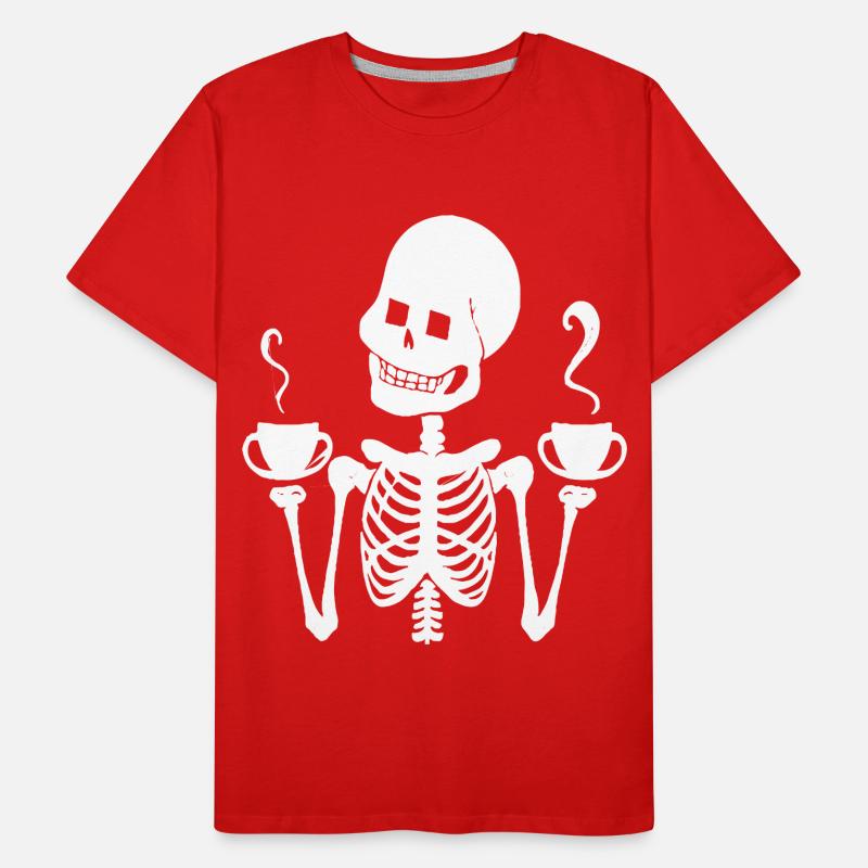 Sarcastic Funny Skeleton Drinking Espresso Coffee Men's Premium Organic T-Shirt