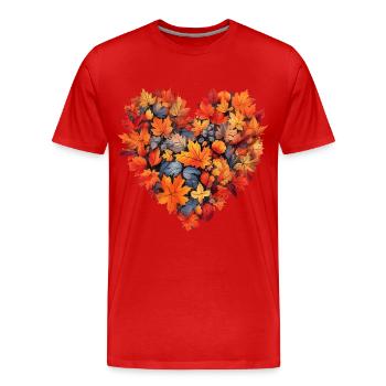 Cœur d’automne Feuilles d’automne - T-shirt bio Premium Homme - rouge - Devant - Damien (186cm)