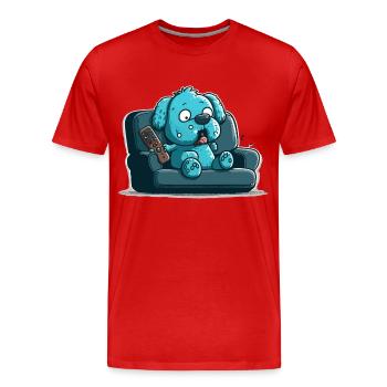 Couch-Potato-Hund - Männer Premium Bio T-Shirt - Rot - Vorne - Damien (186cm)