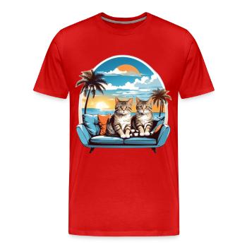 Chats au bord de la mer - T-shirt bio Premium Homme - rouge - Devant - Damien (186cm)