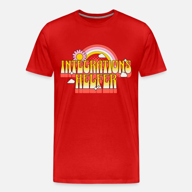 Integrationshelfer I-Helfer Schule KiTa Blume - Männer Premium Bio T-Shirt - Rot