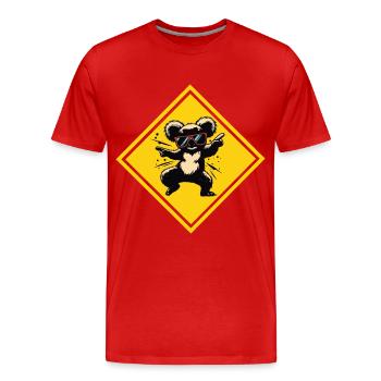 Dancing koala - sunglasses on traffic sign - Men's Premium Organic T-Shirt - red - Front - Damien (186cm)