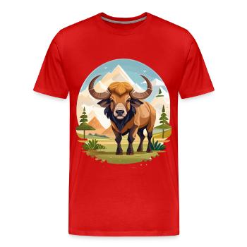 Buffle - T-shirt bio Premium Homme - rouge - Devant - Damien (186cm)