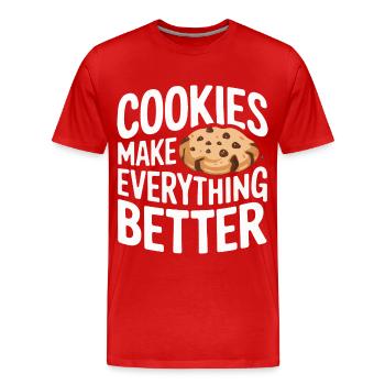 Cookies Cookie Keks Kekse Schokolade - Männer Premium Bio T-Shirt - Rot - Vorne - Damien (186cm)