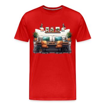 Havre de création - T-shirt bio Premium Homme - rouge - Devant - Damien (186cm)