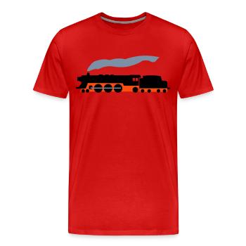 Dampflok - Männer Premium Bio T-Shirt - Rot - Vorne - Damien (186cm)