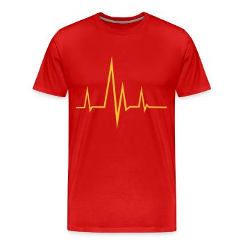 Fréquence - Pouls - T-shirt bio Premium Homme - rouge - Devant - Damien (186cm)