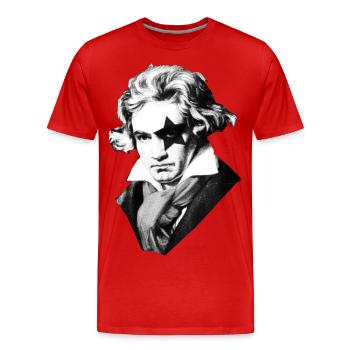 Beethoven Rock Kuss Black Metal - Männer Premium Bio T-Shirt - Rot - Vorne - Damien (186cm)
