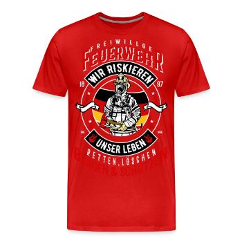 Freiwillige Feuerwehr Feuerwehrmann - Männer Premium Bio T-Shirt - Rot - Vorne - Damien (186cm)