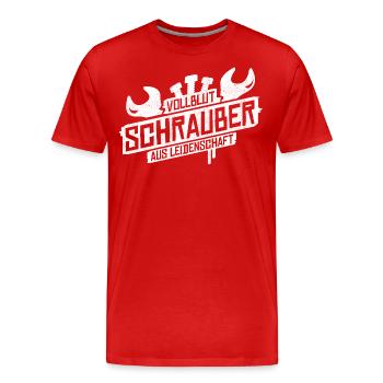 Vollblut Schrauber | KFZ | Werkstatt | Bastler - Männer Premium Bio T-Shirt - Rot - Vorne - Damien (186cm)