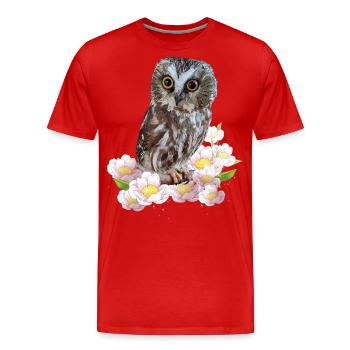 Northern owl - Men's Premium Organic T-Shirt - red - Front - Damien (186cm)