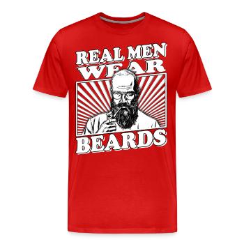Les vrais hommes portent beards Schnauzer Hip Moustache Bärte - T-shirt bio Premium Homme - rouge - Devant - Damien (186cm)