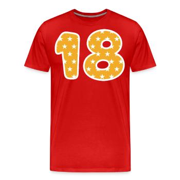 Number 18 - Men's Premium Organic T-Shirt - red - Front - Damien (186cm)