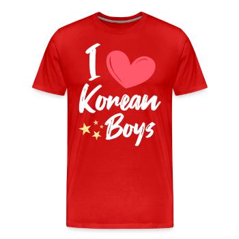 I love Korean boys - Men's Premium Organic T-Shirt - red - Front - Damien (186cm)