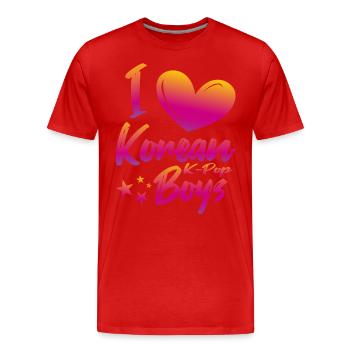 I love Korean boys - Men's Premium Organic T-Shirt - red - Front - Damien (186cm)
