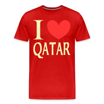 Ich liebe Katar - Männer Premium Bio T-Shirt - Rot - Vorne - Damien (186cm)