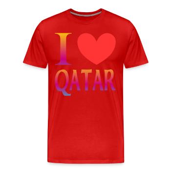 Ich liebe Katar - Männer Premium Bio T-Shirt - Rot - Vorne - Damien (186cm)