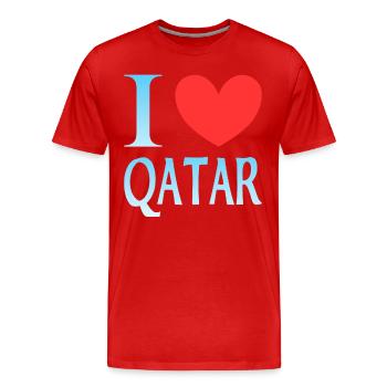 Ich liebe Katar - Männer Premium Bio T-Shirt - Rot - Vorne - Damien (186cm)