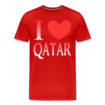 Ich liebe Katar - Männer Premium Bio T-Shirt - Rot - Vorne - Damien (186cm)