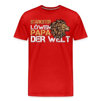 Geburtstag | Geschenk für Männer | Löwen Papa - Männer Premium Bio T-Shirt - Rot - Vorne - Damien (186cm)