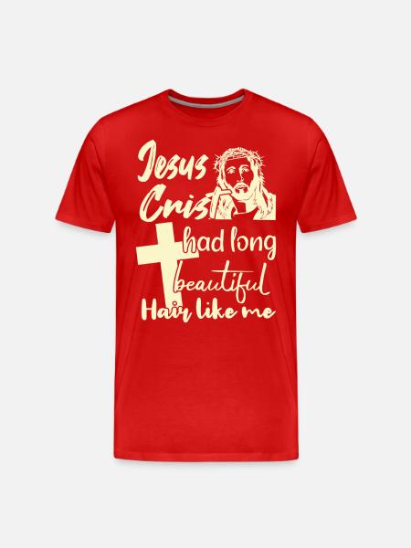 Long Hair Christian Christian Design - Men's Premium Organic T-Shirt - red