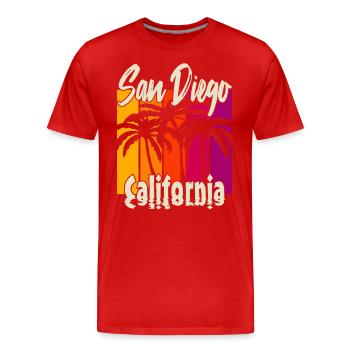 Vintage San Diego Californie - T-shirt bio Premium Homme - rouge - Devant - Damien (186cm)