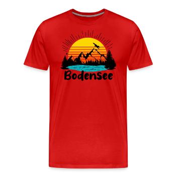Bodensee - Männer Premium Bio T-Shirt - Rot - Vorne - Damien (186cm)