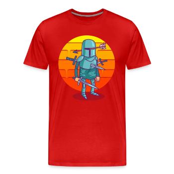 Cartoon Knight Sunset - T-shirt bio Premium Homme - rouge - Devant - Damien (186cm)