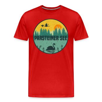 Parsteiner See - Männer Premium Bio T-Shirt - Rot - Vorne - Damien (186cm)