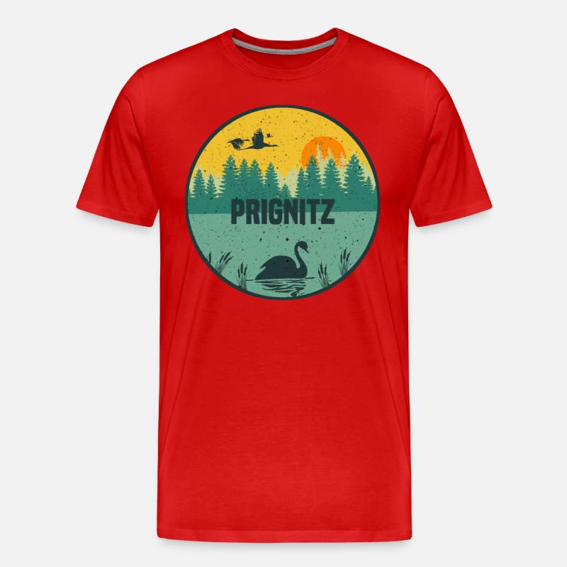 Prignitz See und Schwan - Männer Premium Bio T-Shirt - Rot