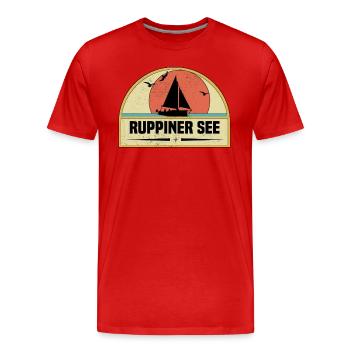 Ruppiner See - Männer Premium Bio T-Shirt - Rot - Vorne - Damien (186cm)