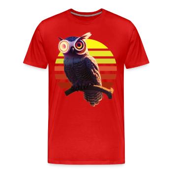 Robot Owl Hybrid Being - Men's Premium Organic T-Shirt - red - Front - Damien (186cm)