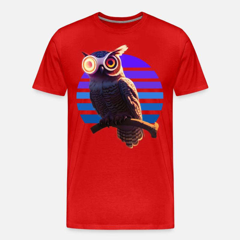 Roboter Eule Hybrid Wesen - Männer Premium Bio T-Shirt - Rot