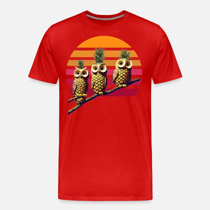 Ananas Eulen - Männer Premium Bio T-Shirt - Rot