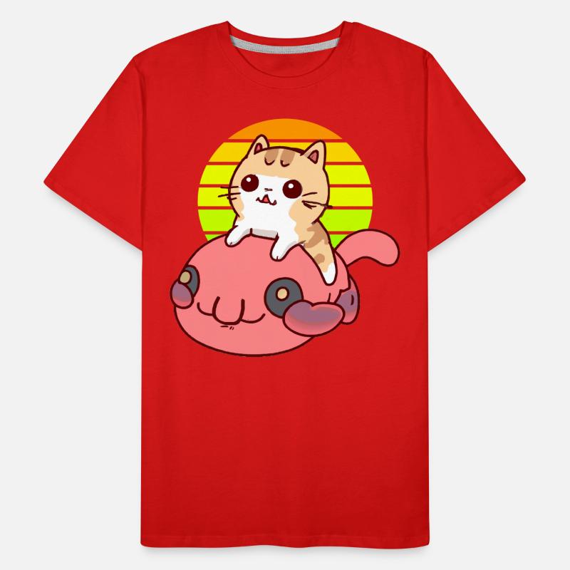 Katze reitet einen Blobfisch Männer Premium Bio T-Shirt