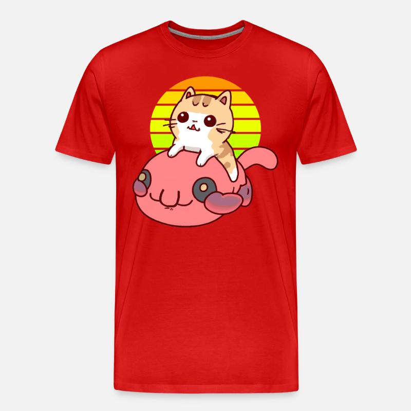 Katze reitet einen Blobfisch - Männer Premium Bio T-Shirt - Rot