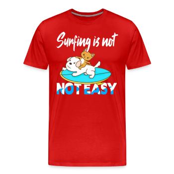 Surfing is not easy - Men's Premium Organic T-Shirt - red - Front - Damien (186cm)