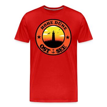 Leuchtturm Ostsee Hohe Düne - Männer Premium Bio T-Shirt - Rot - Vorne - Damien (186cm)