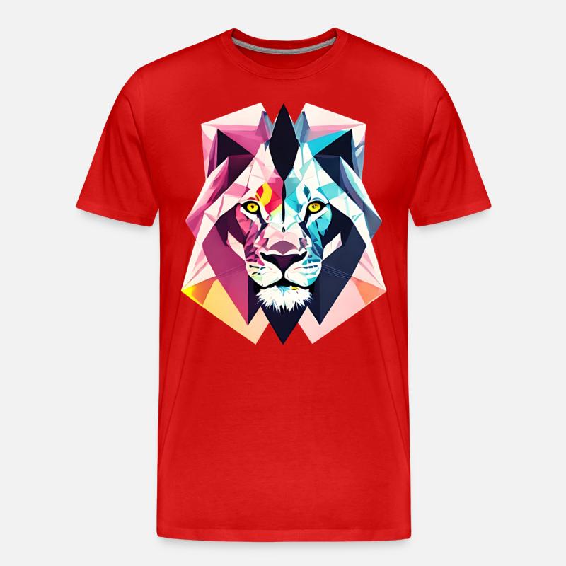 Polygon Löwe - Männer Premium Bio T-Shirt - Rot