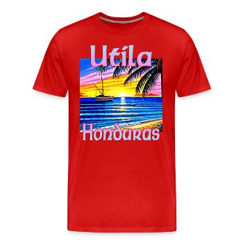 Utila Honduras - Männer Premium Bio T-Shirt - Rot - Vorne - Damien (186cm)