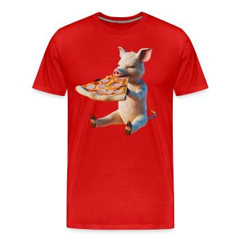 Piggy in Paradise Pizza - Männer Premium Bio T-Shirt - Rot - Vorne - Damien (186cm)