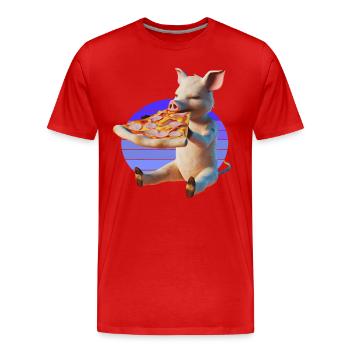 Piggy in Paradise Pizza - Männer Premium Bio T-Shirt - Rot - Vorne - Damien (186cm)