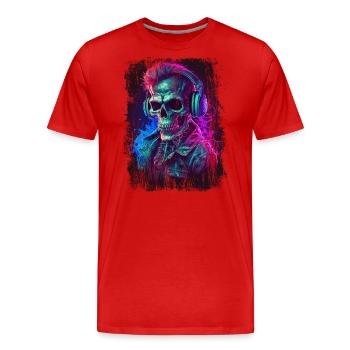 DJ de musique sombre zombie - T-shirt bio Premium Homme - rouge - Devant - Damien (186cm)